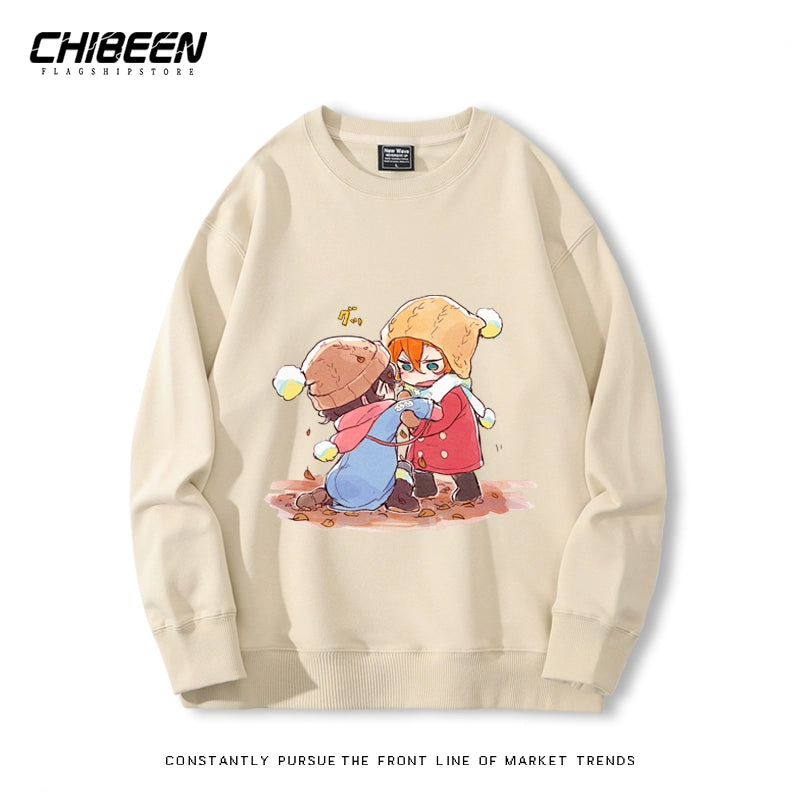 Casual Anime Printed Crew Neck Sweatshirt