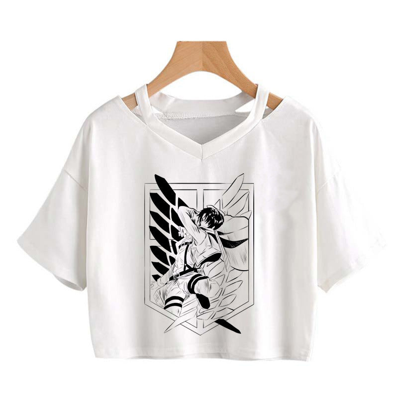 Trendy Women's Anime Print Cropped T-Shirt