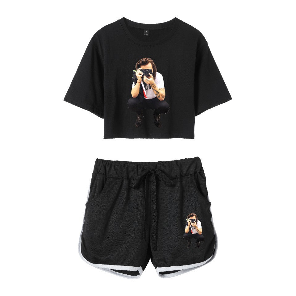 Casual Girls Harry Print Cropped Top Shorts Co-ords