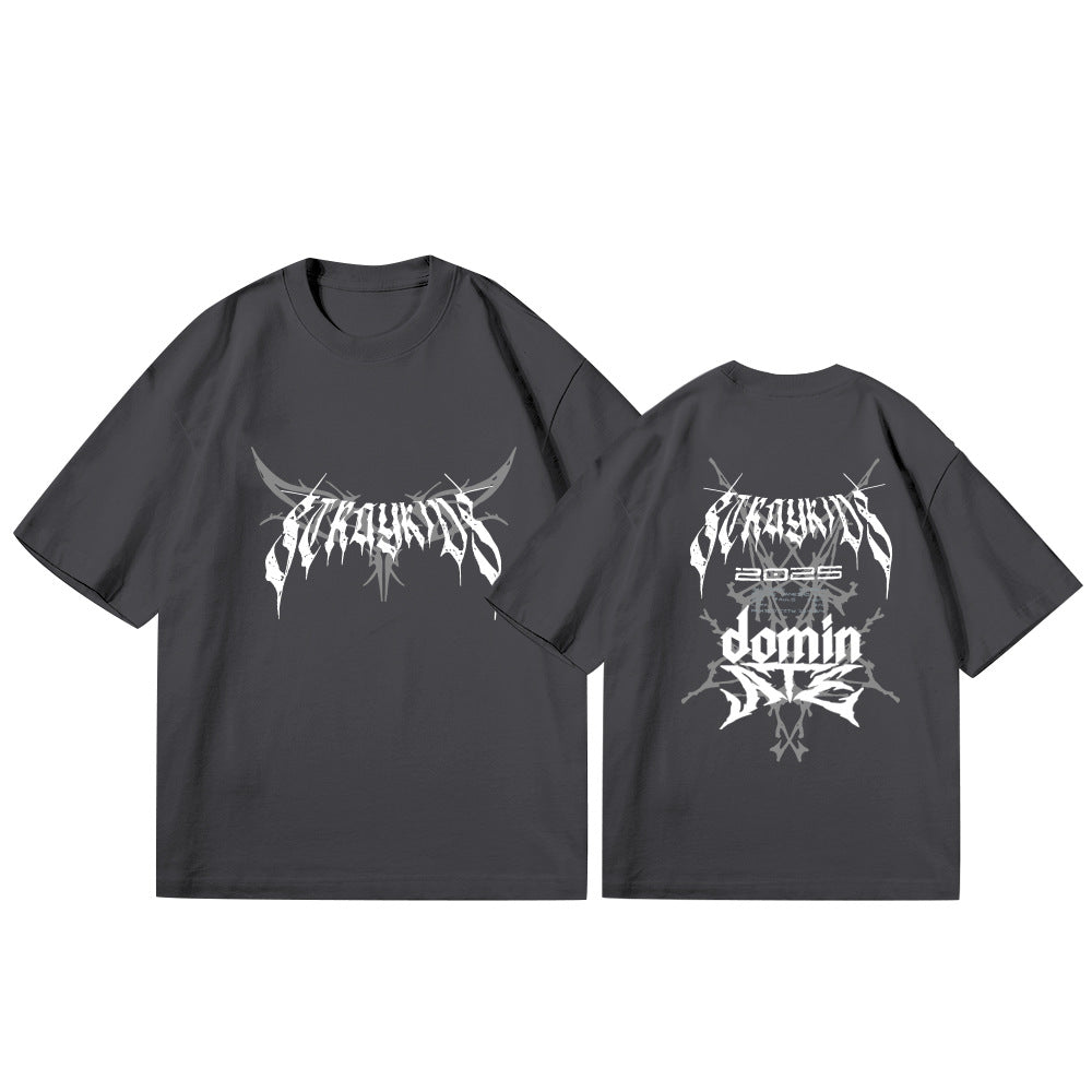 Kpop Logo Print Short Sleeve T-shirt