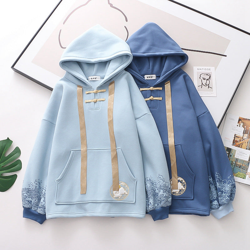 Japanese Ethnic Style Cartoon Rabbit Plush Hoodie