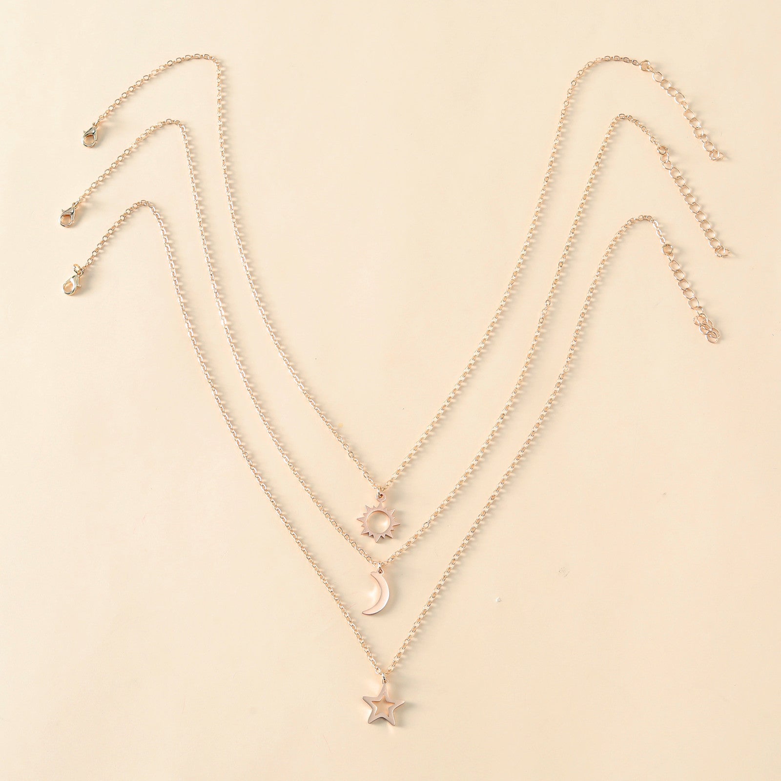 Sun Moon Star Stainless Steel Necklace