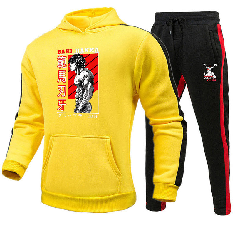 Men's Baki Ainime Hoodie Casual Trousers Suit