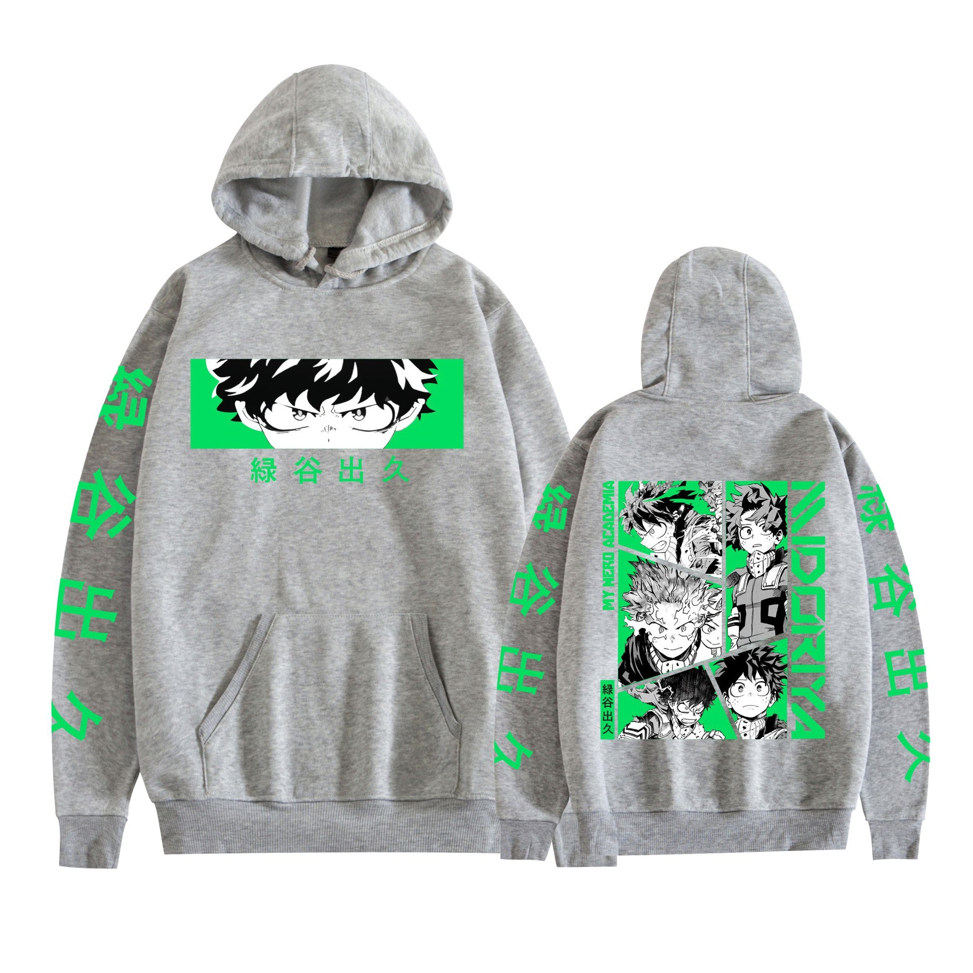 Unisex Anime Deku Print Pullover Hoodie