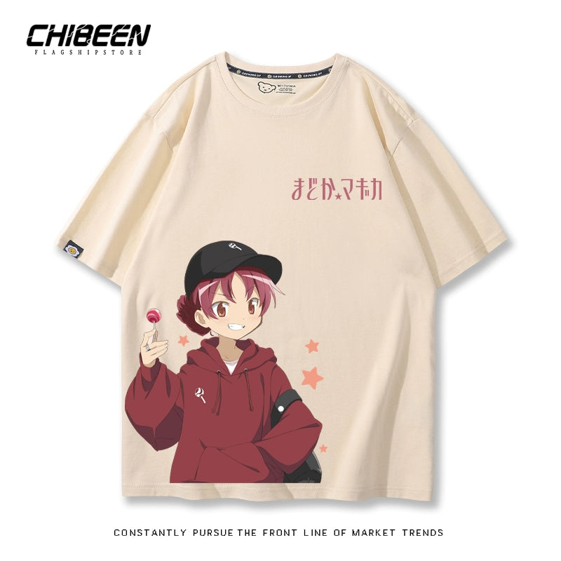 Versatile Anime Print Short-sleeved Top