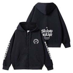 Unisex Kpop Black Zipper Hoodie