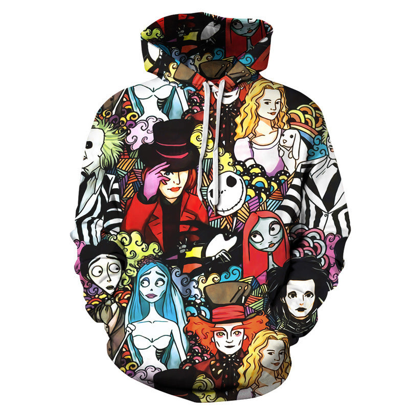 Unisex Leisure Comic Digital Printed Hoodie