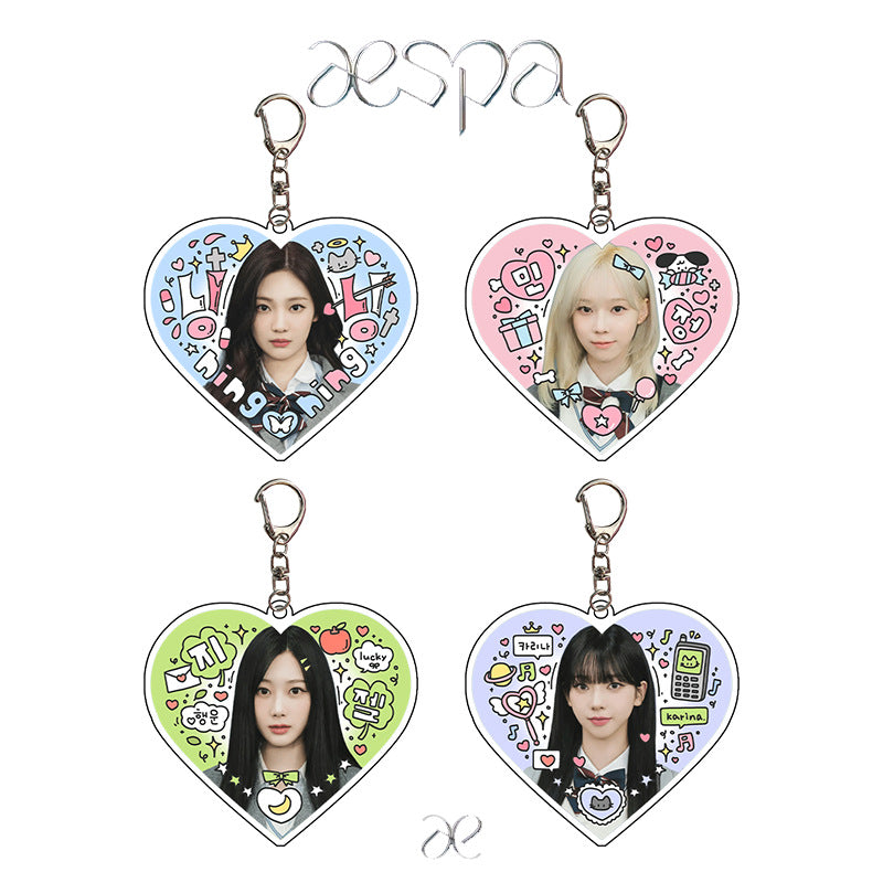 KPOP Heart-shaped Graffiti Keychain Pendant