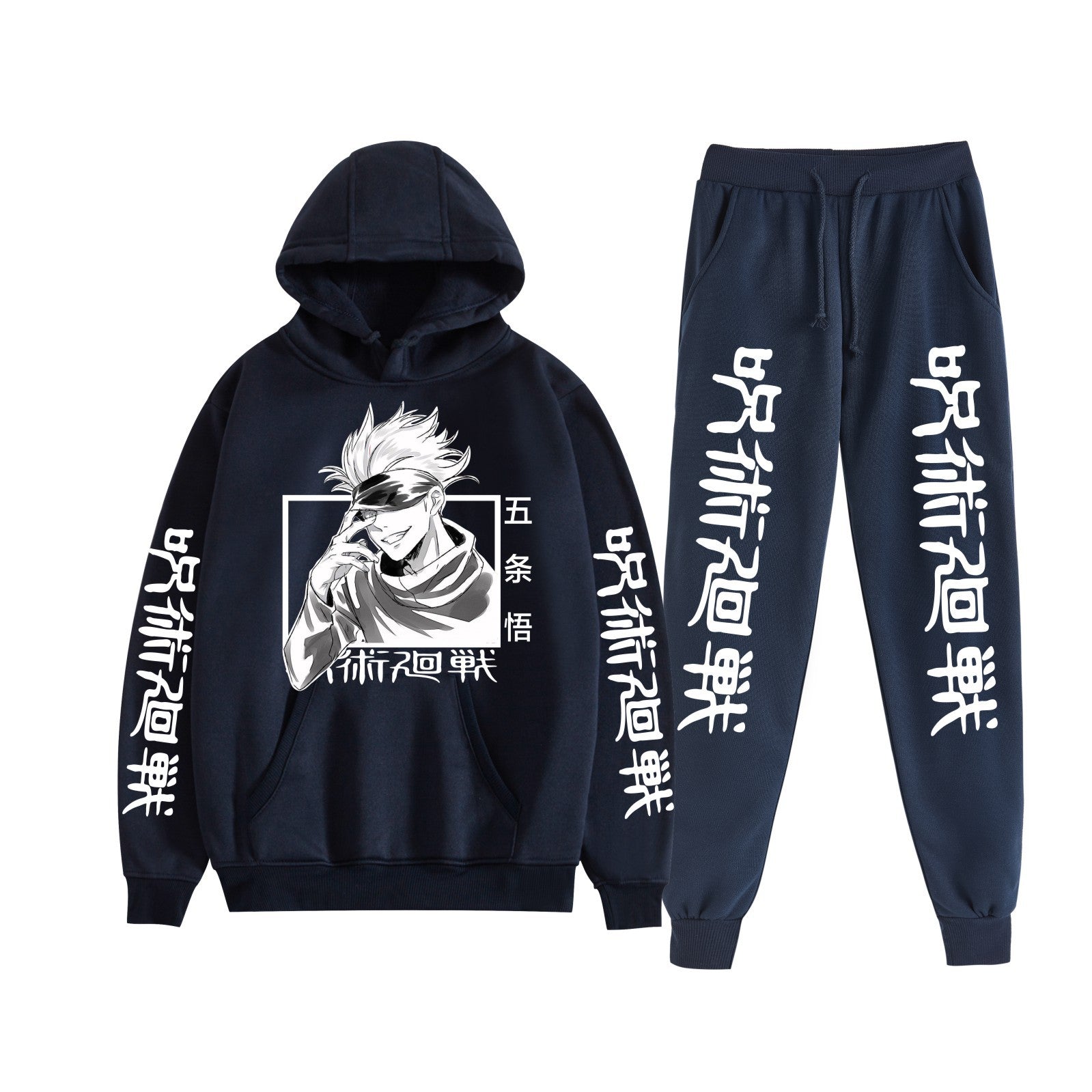 Unisex Anime Gojo Printed Hoodie Trousers Set