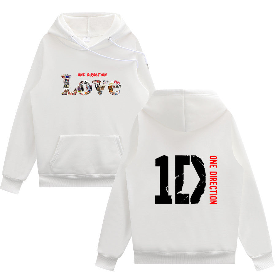 Unisex Love 1D Printed Loose Hoodie