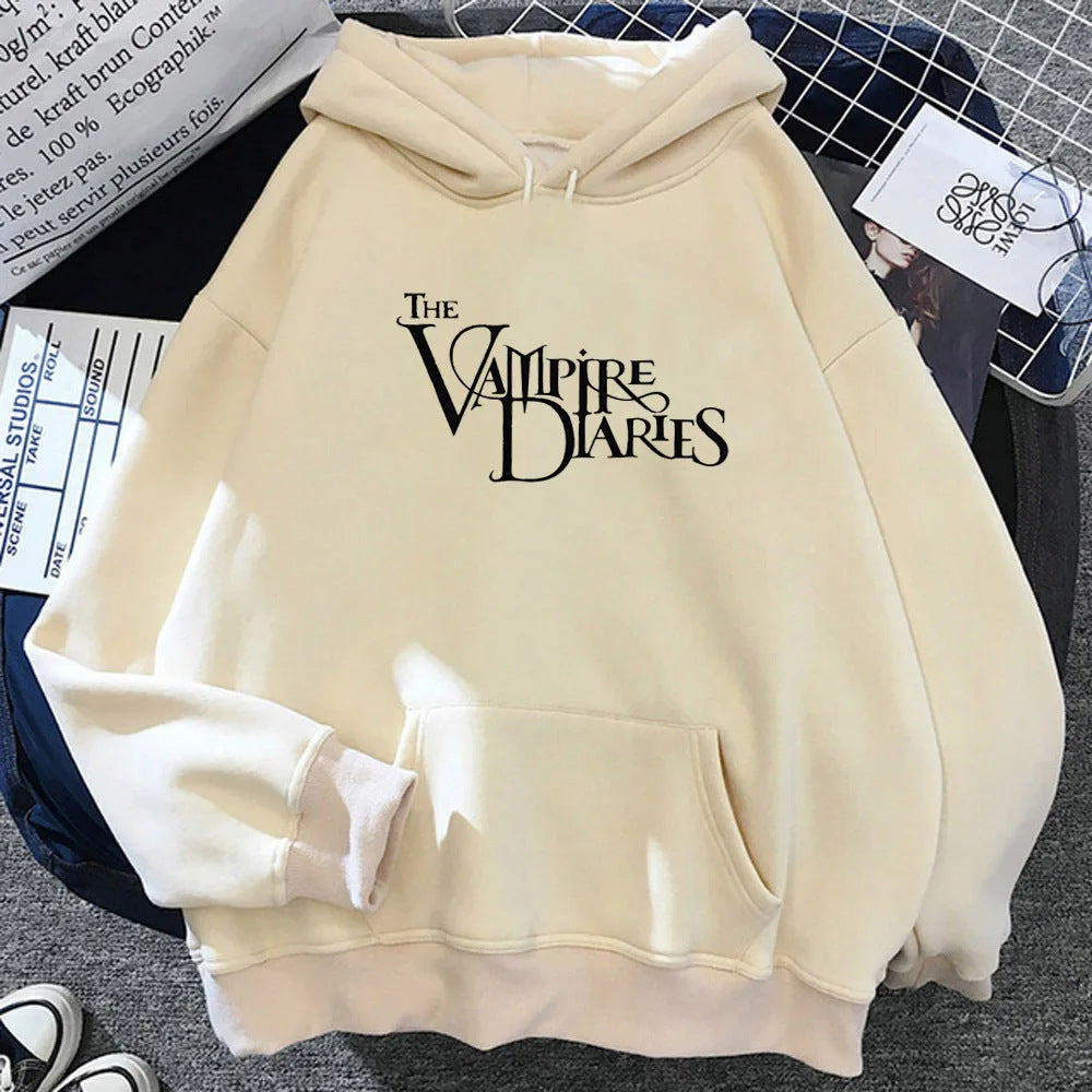 Casual TVD Graphic Printed Loose Hoodie