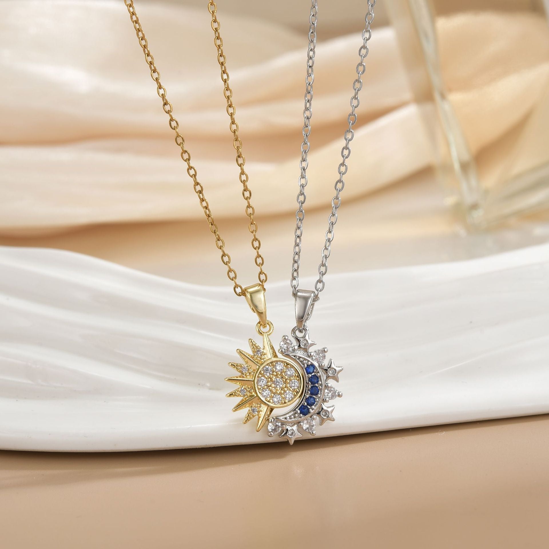 Versatile Magnetic Sun Moon Couple Necklace