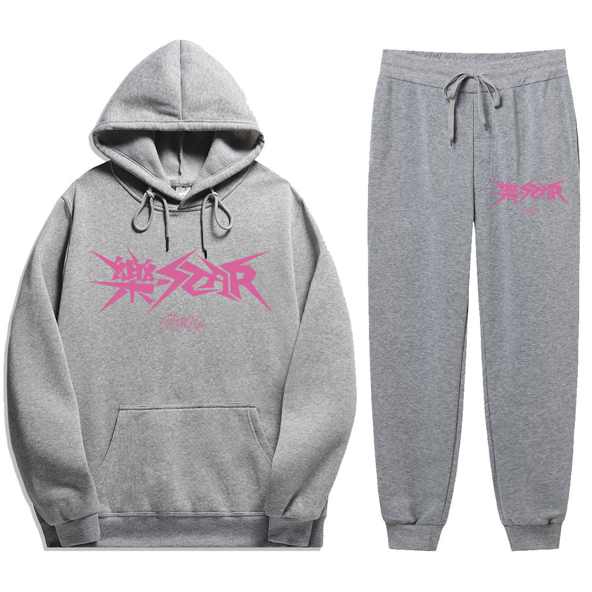 Unisex Kpop Letter Print Hoodie Straight Pants Set