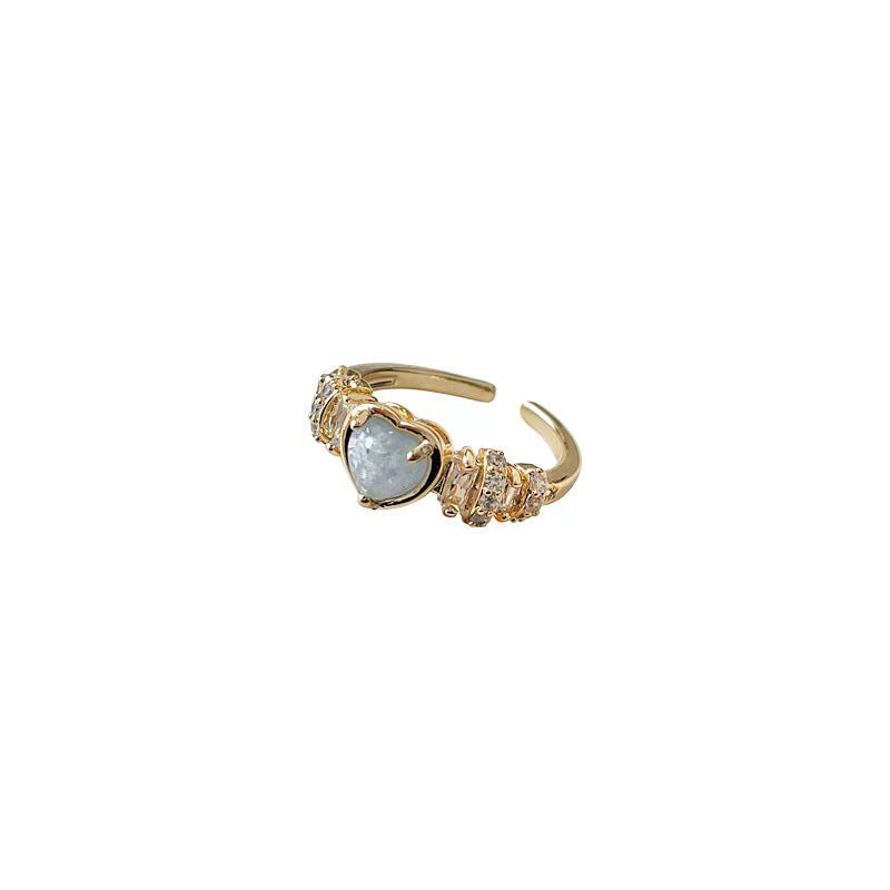 Adjustable Opal Heart Ring