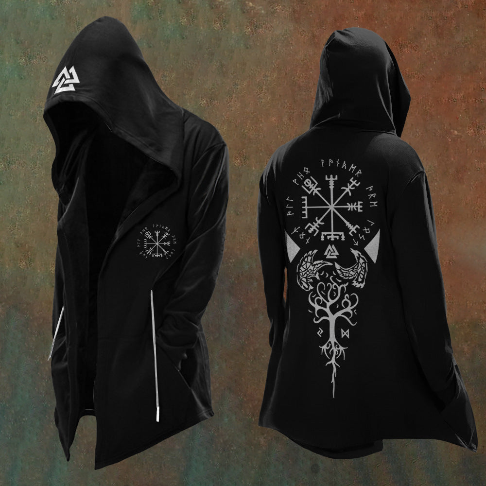Retro Men's Digital Print Loose Hooded Jacket