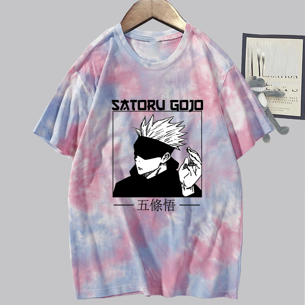 Unisex Anime Tie-dye Loose Short-sleeved T-shirt