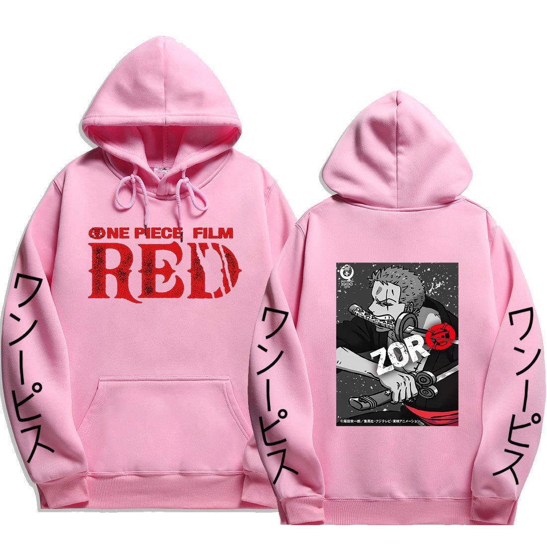 Cool Unisex RED Zoro Printed Casual Hoodie