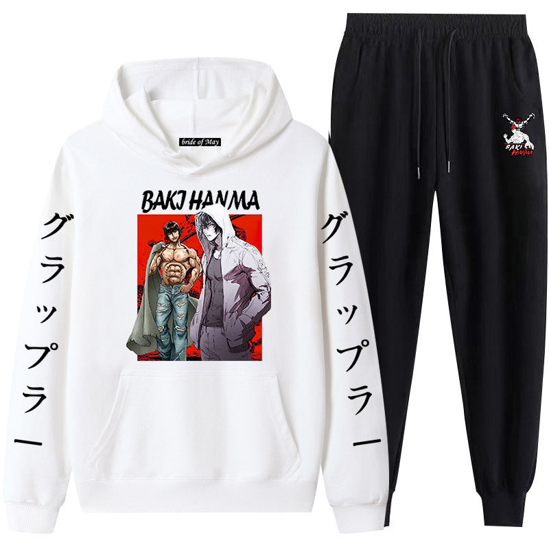 Unisex Casual Baki Hoodie Loose Pants Set