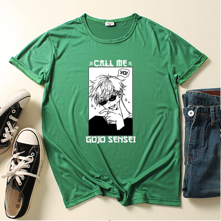 Creative Call Me Gojo Sensei Print Loose T-shirt