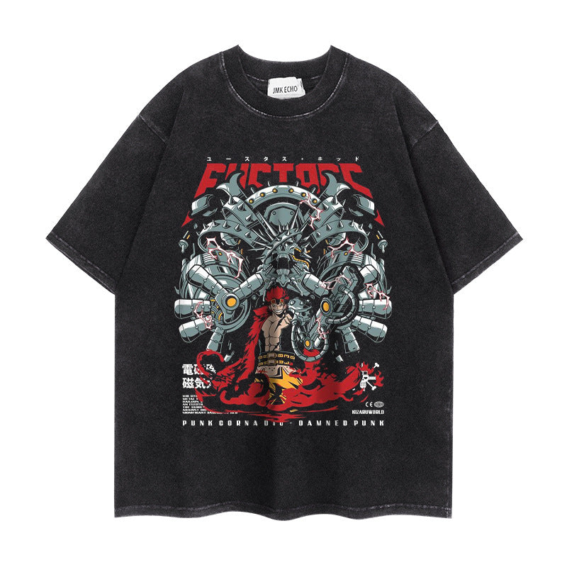 Trendy Luffy Cotton Washed Short-sleeved T-shirt