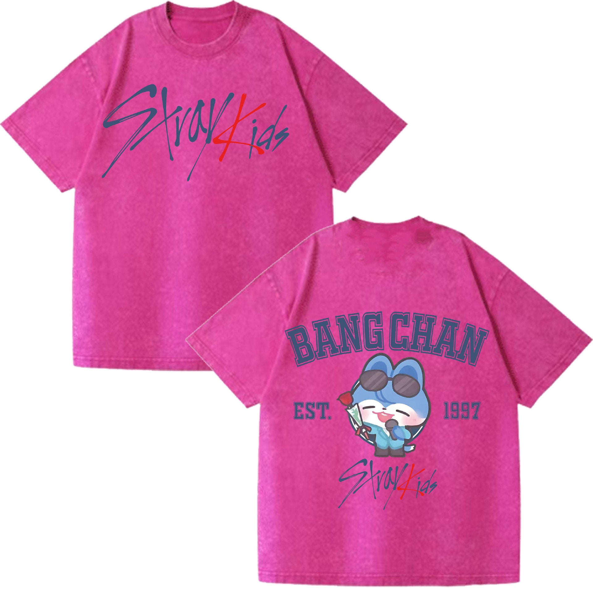 BANGCHAN KPOP Cotton Loose Washed T-shirt