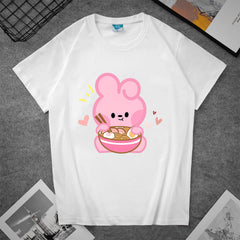 Cute Women's Kpop Cartoon Printed Loose T-shirt