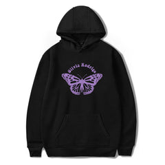 Casual Butterfly Pattern Printed Loose Hoodie