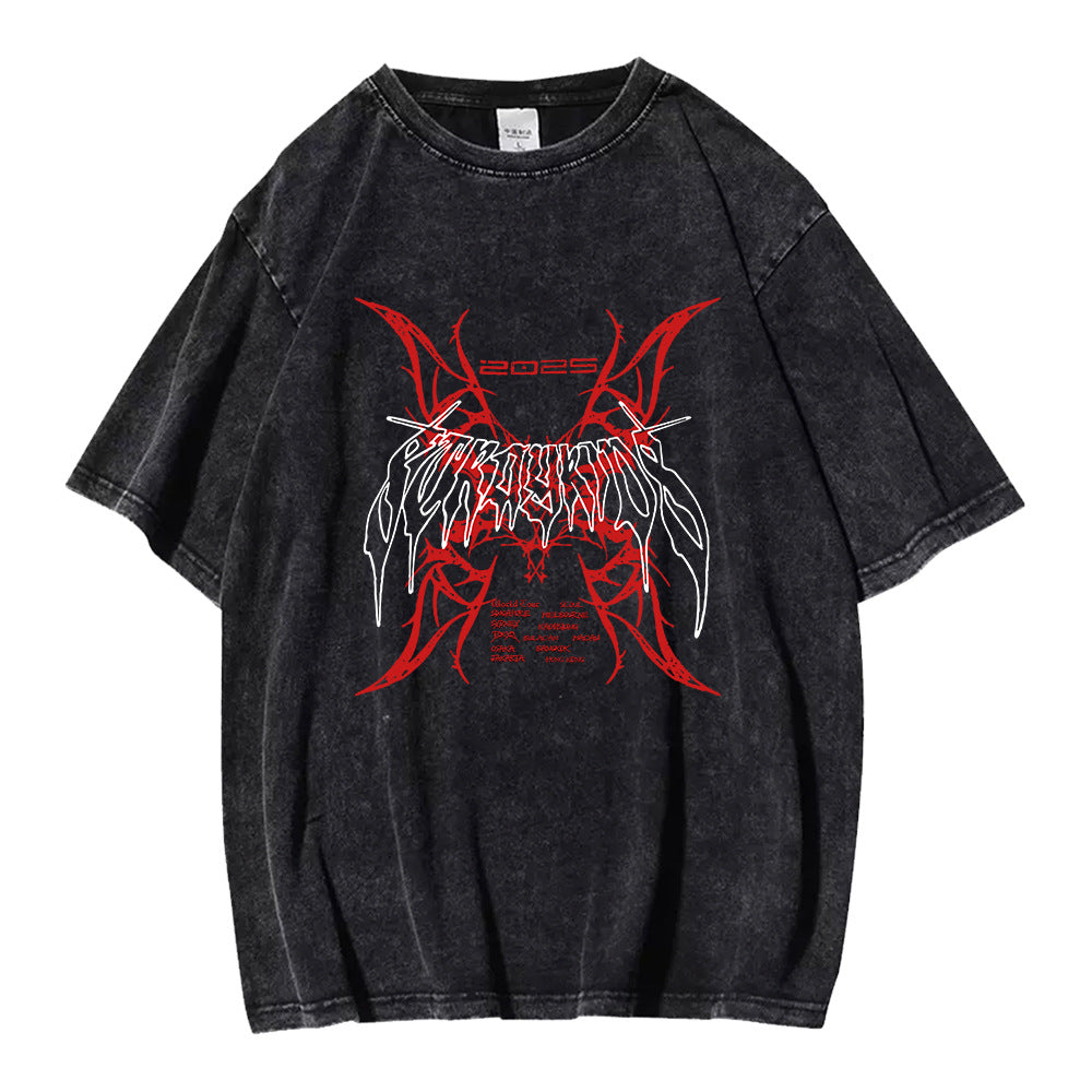 Retro KPOP Graphic Washed T-shirt