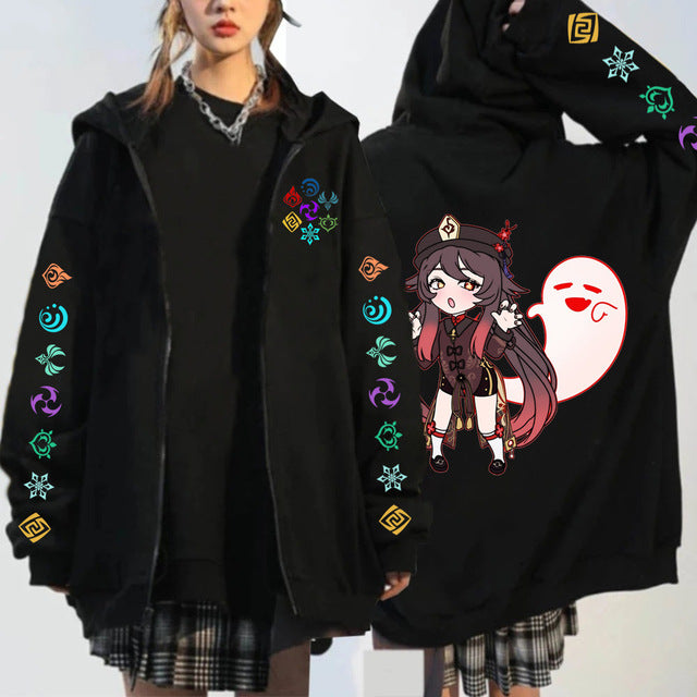 Trendy Unisex Game Printed Zipper Hoodie