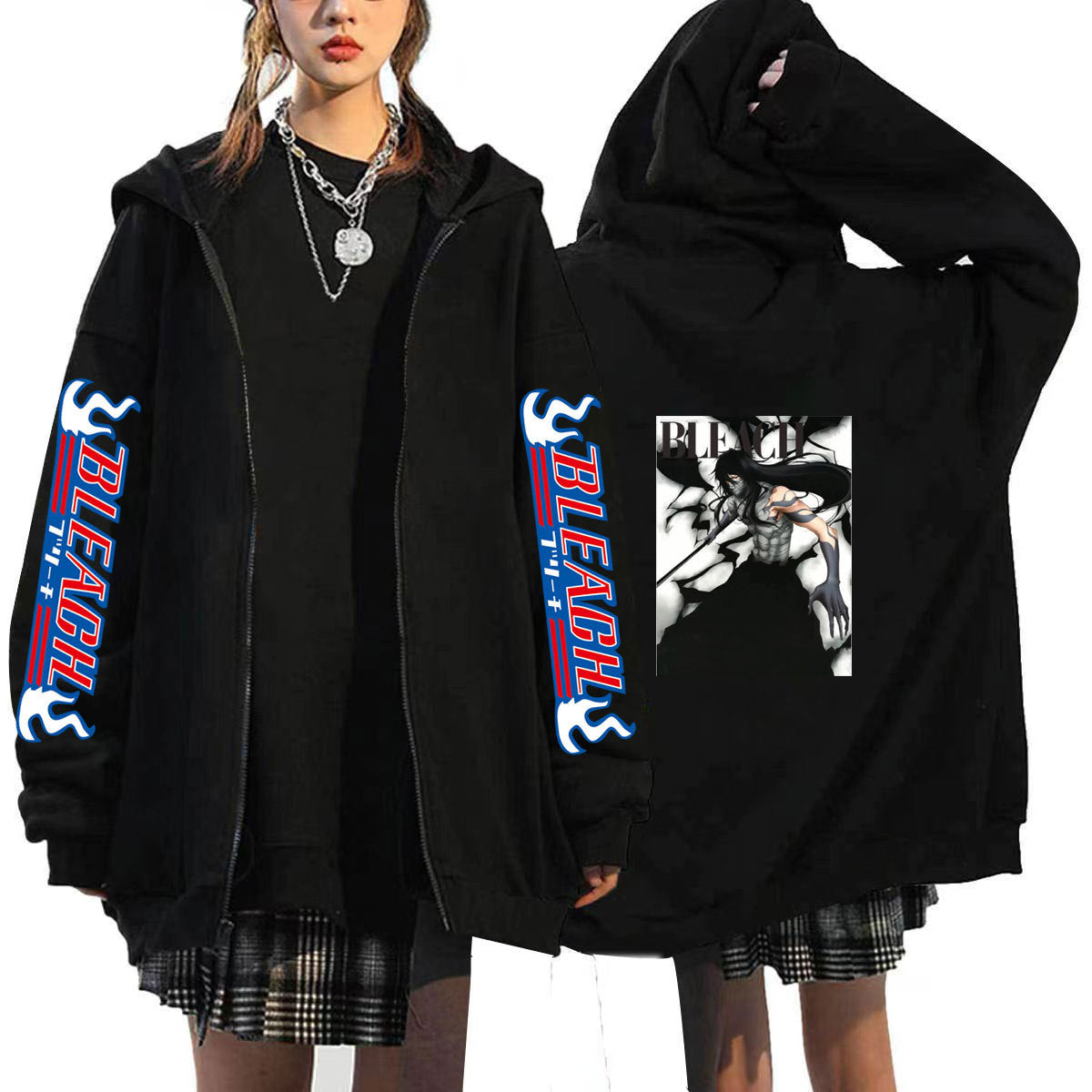 Unisex Anime Printed Loose Zipper Hoodie