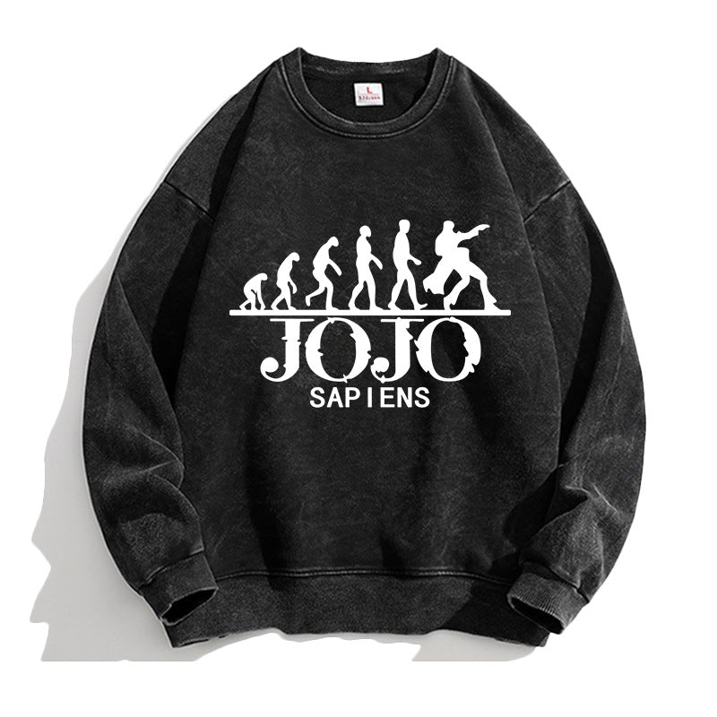 Trendy Unisex JOJO Washed Round Neck Sweatshirt