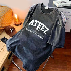 KPOP LOGO Washed Short-sleeved T-shirt