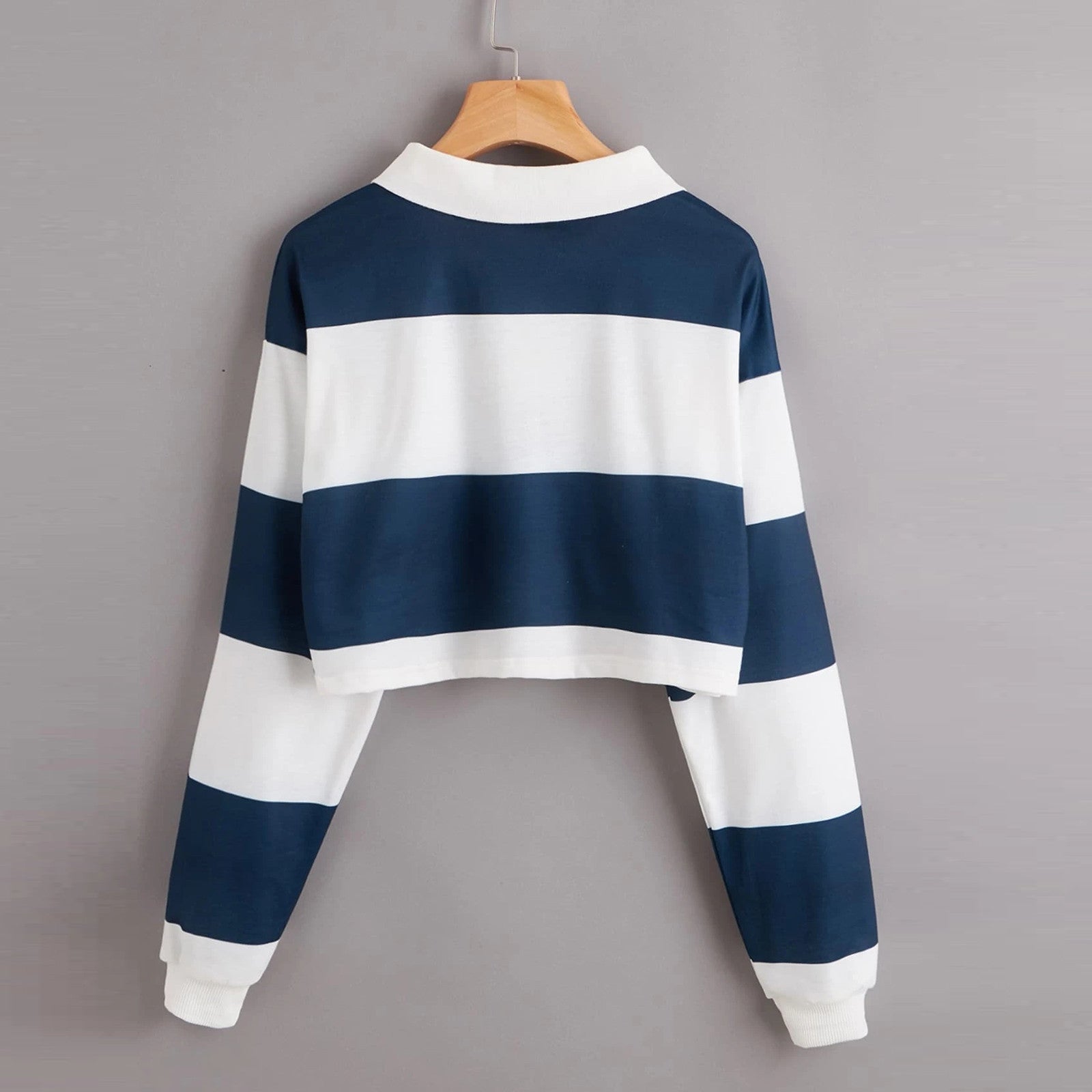 Girls' Striped Rainbow Polo Neck Long Sleeved T-shirt