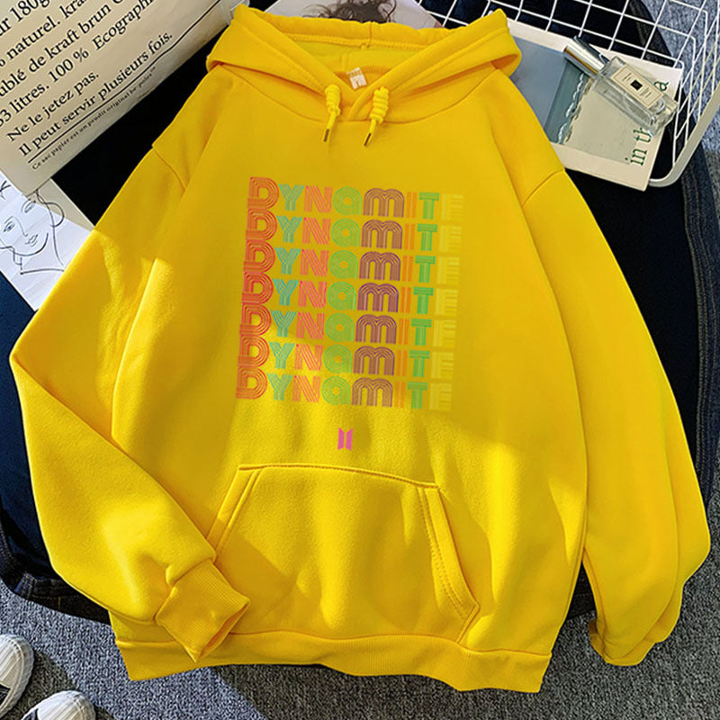 Women's Kpop DYNAMITE Candy-colored Loose Hoodie