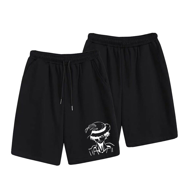 Casual Men's Luffy Print Elastic Loose Shorts