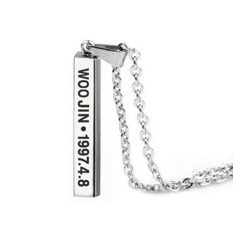 Cool Versatile Name Square Vertical Bar Necklace