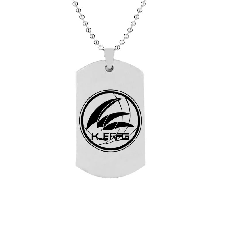 Game Cool Pattern Silver/black Tag Necklace