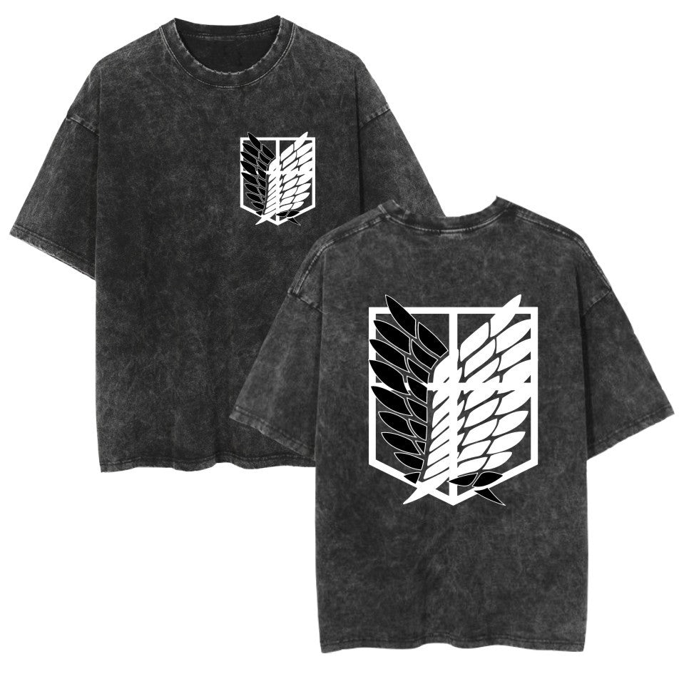 Vintage Anime Graphic Casual Cotton Washed T-Shirt