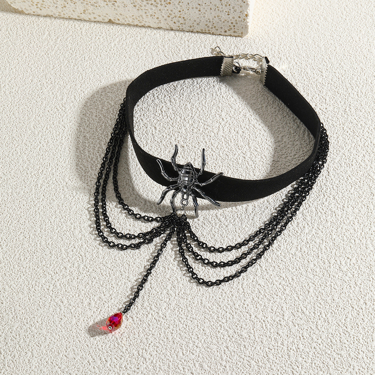 Dark Gothic Black Leather Choker Necklace