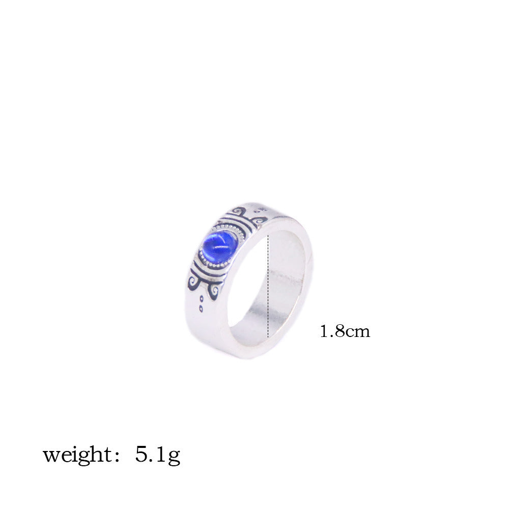 Anime Gem Pendant Necklace Ring Set