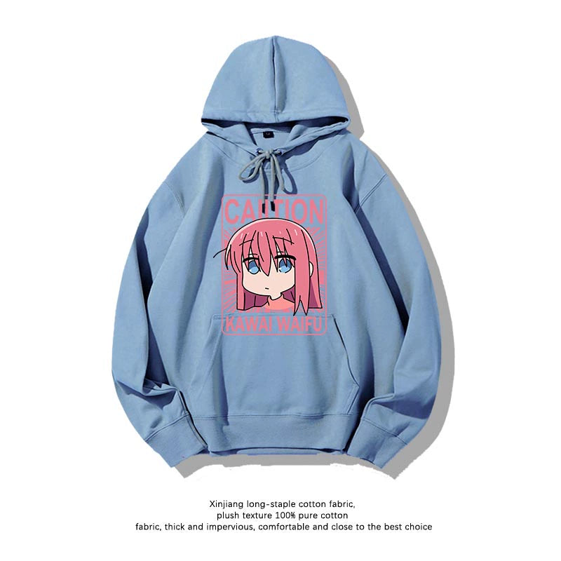Casual Anime Bocchi Print Loose Hoodie