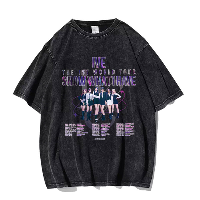 Trendy Ive World Tour Washed T-shirt Top
