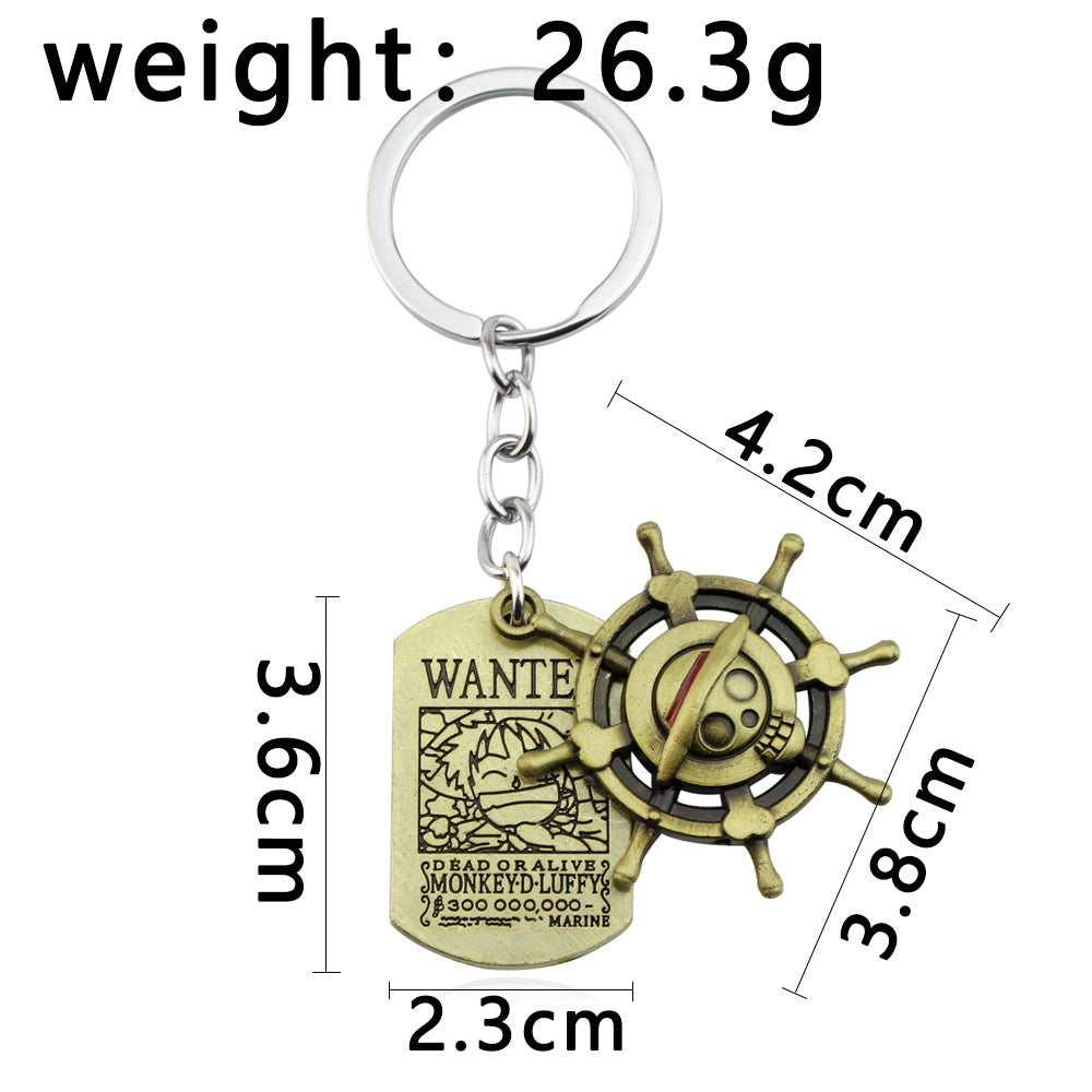 Luffy Straw Hat Wanted Tag Keychain