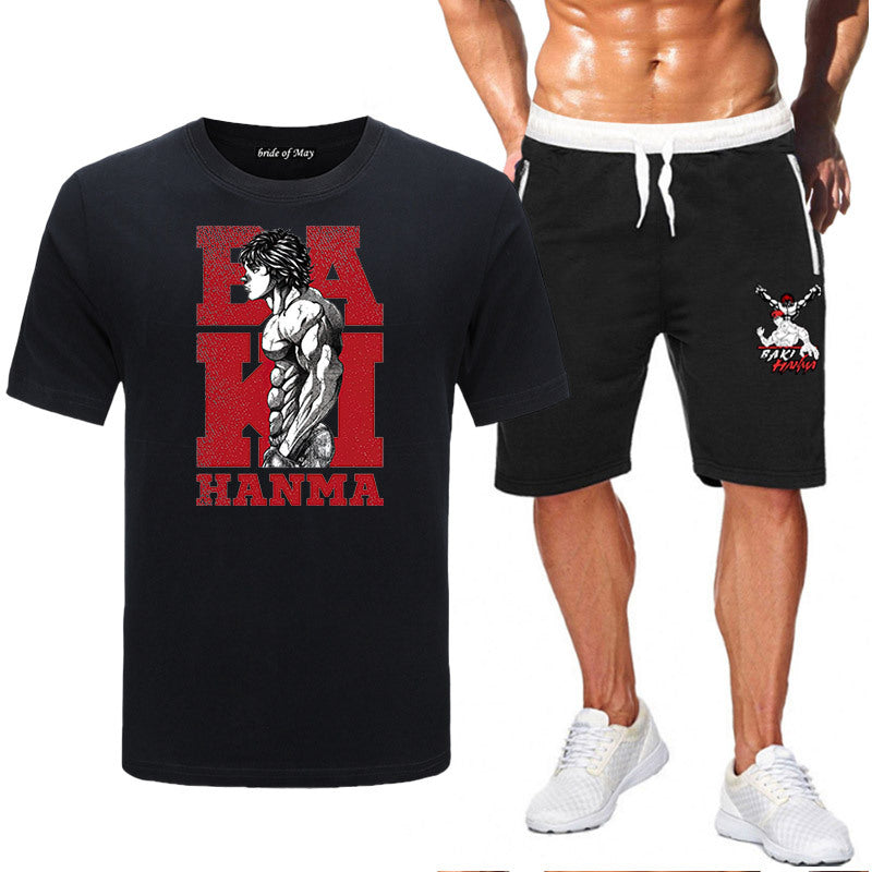 Men's Baki Anime T-Shirt Shorts Two-piece Set