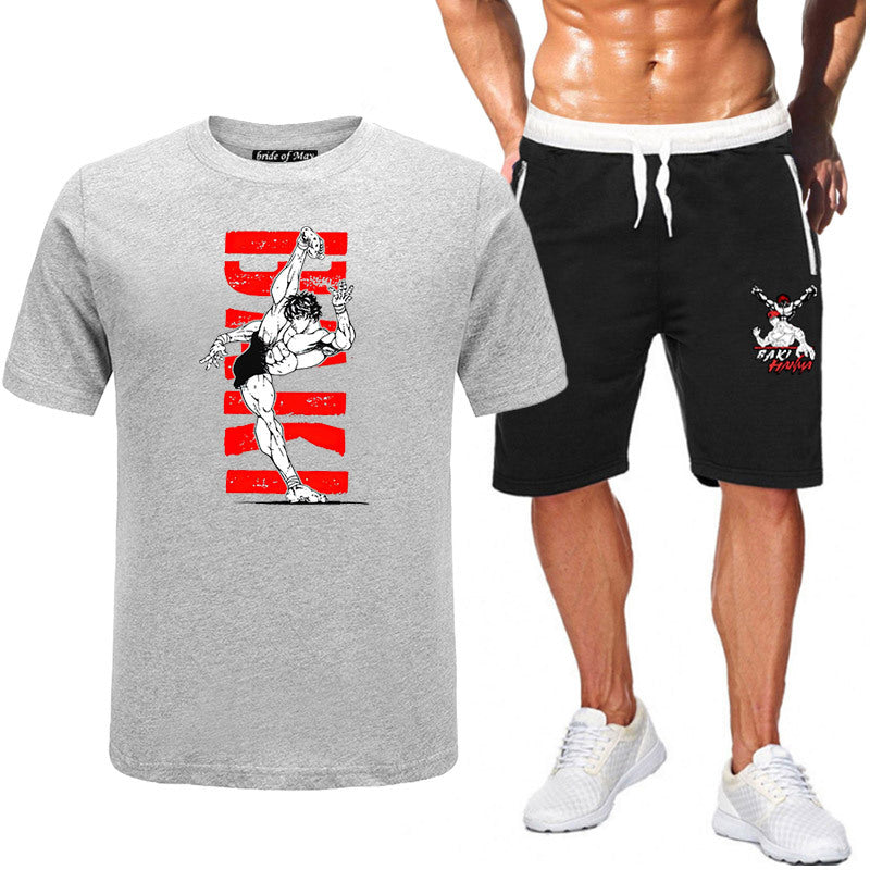 Men's Baki Anime T-Shirt Shorts Two-piece Set