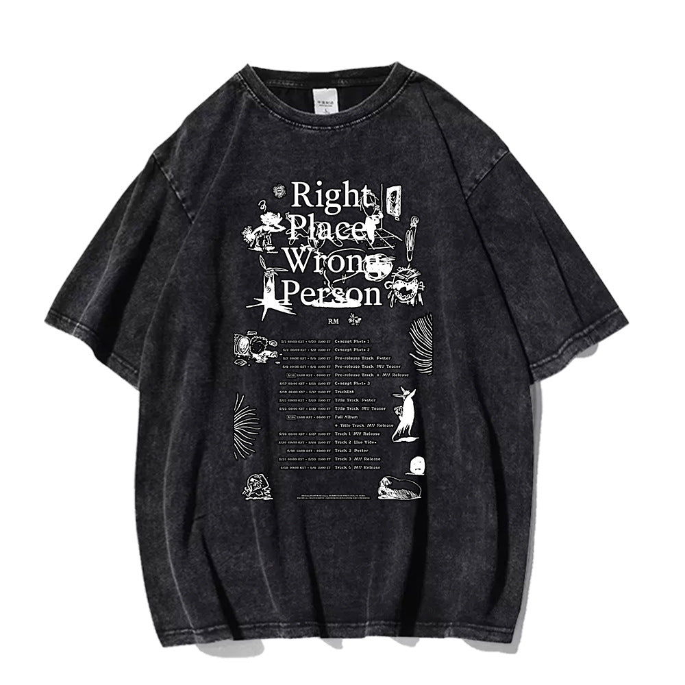 Unisex RM Kpop Poster Graphic Washed T-shirt