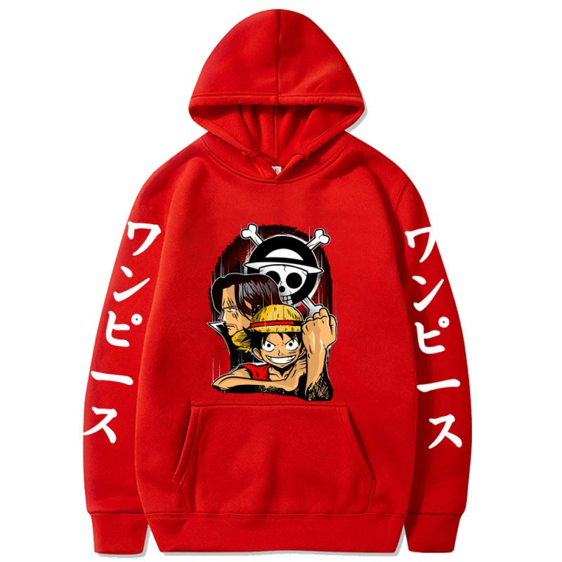 Unisex Luffy Floral Printed Loose Hoodie