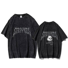 Vintage KPOP Cartoon Evil Doll Washed T-Shirt