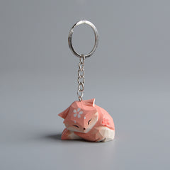 Wooden Fox Handicraft Ornaments Keychain Pendant