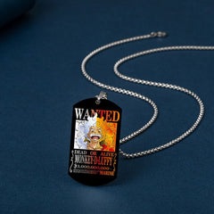 Luffy Wanted Stainless Steel Dog Tag Necklace